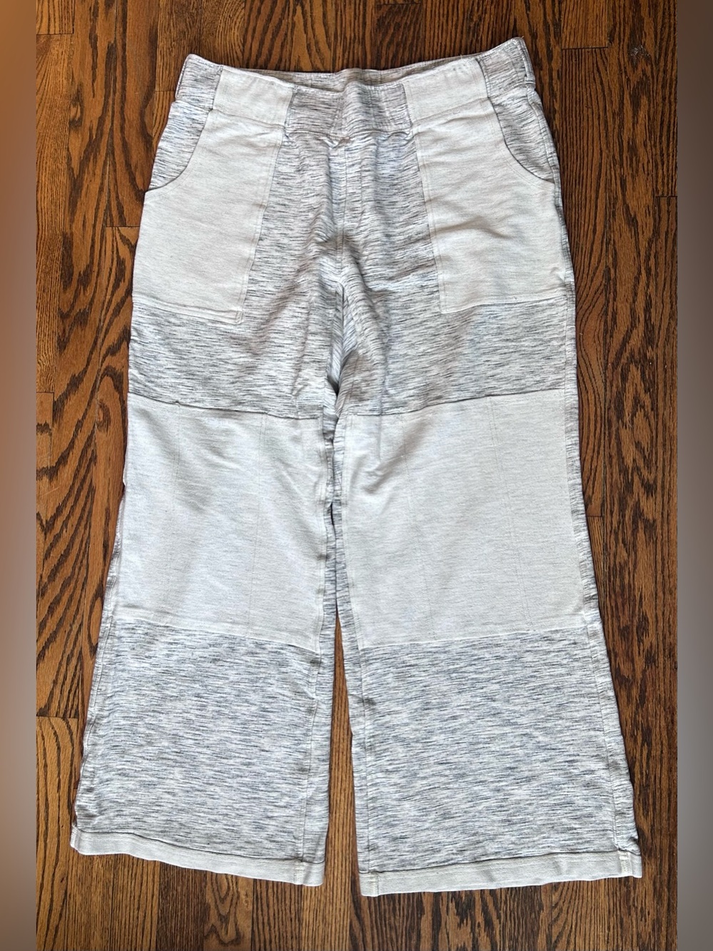 Free People FP Movement Extra Wide Leg Baggy Pants Gray White Sweatpants XL